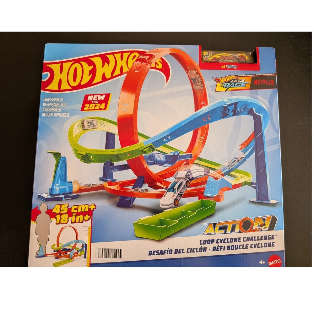 Hot Wheels Action Loop Cyclone Challenge Track Set HTV63 Let's‎ Race Netflix New